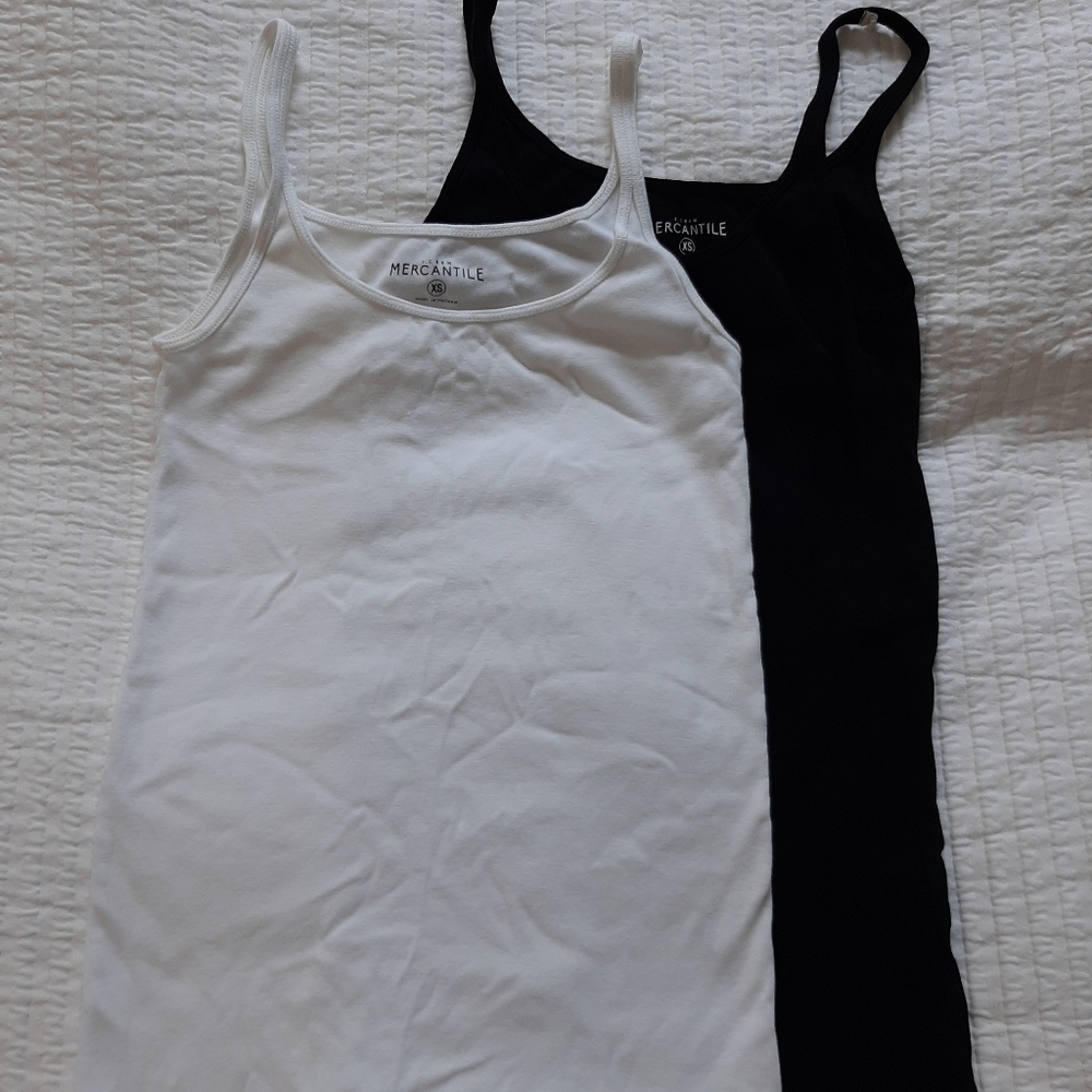 J Crew Factory Tank Tops, Black and White, XS